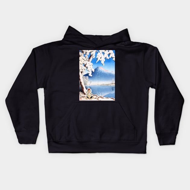 Ukiyo-e snow & mount fuji Mononoke Kids Hoodie by geekmethat